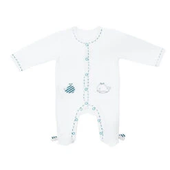 Pyjama En Velours 1mois Droit SAUTHON Blue Baleine