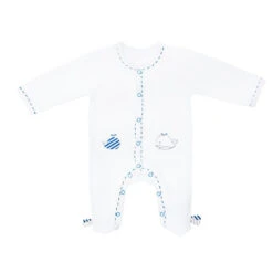 Pyjama En Velours Naissance Droit SAUTHON Blue Baleine