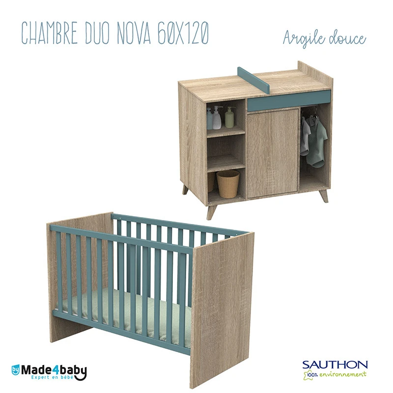Chambre Duo Avec Lit 60x120 SAUTHON Nova Argile Douce 1 Chambre Duo Avec Lit 60x120 SAUTHON Nova Argile Douce