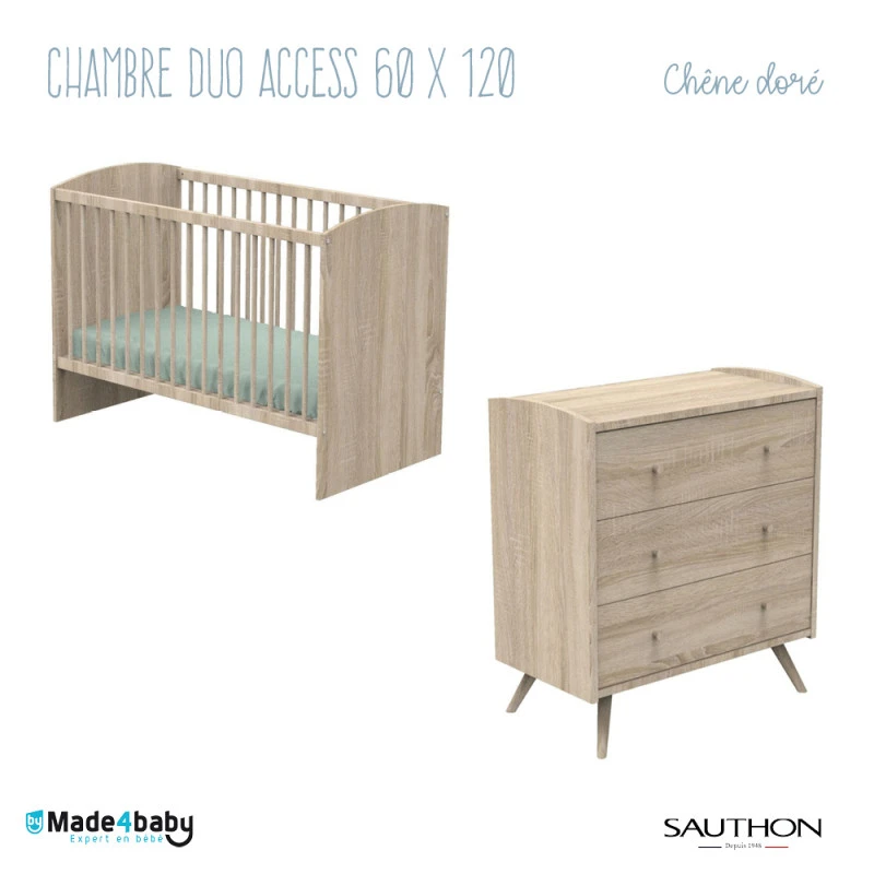 Chambre Duo Avec Lit 60x120 SAUTHON Access Chêne Doré 1 Chambre Duo Avec Lit 60x120 SAUTHON Access Chêne Doré