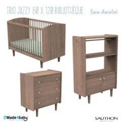 Chambre Trio Avec Lit 60x120 Et Bibliothèque SAUTHON Jazzy