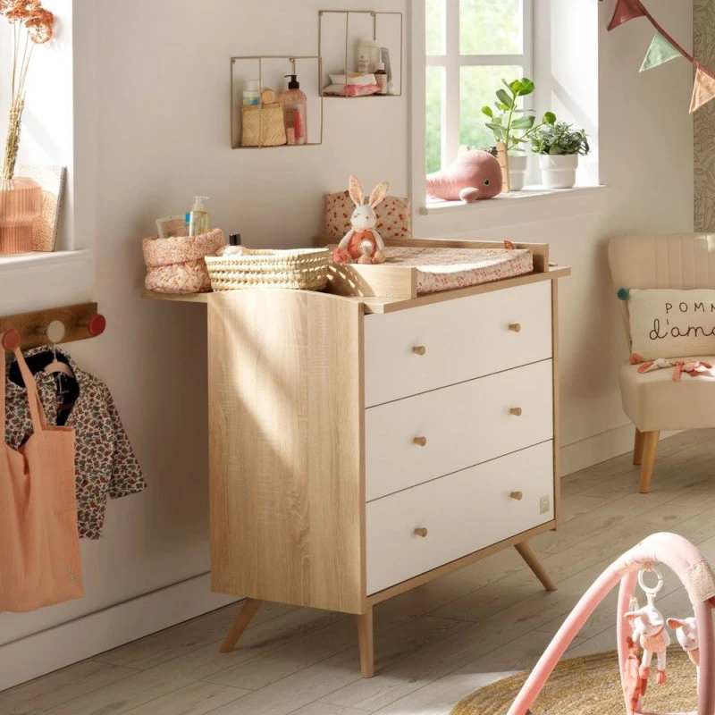 Commode 3 Tiroirs SAUTHON Access Chêne Doré/blanc 5 Commode 3 Tiroirs SAUTHON Access Chêne Doré/blanc – Image 5