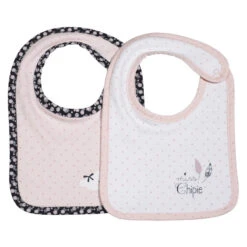 Lot De 2 Bavoirs SAUTHON Miss Fleur De Lune -Sauthon lot de 2 bavoirs sauthon miss chipie 2
