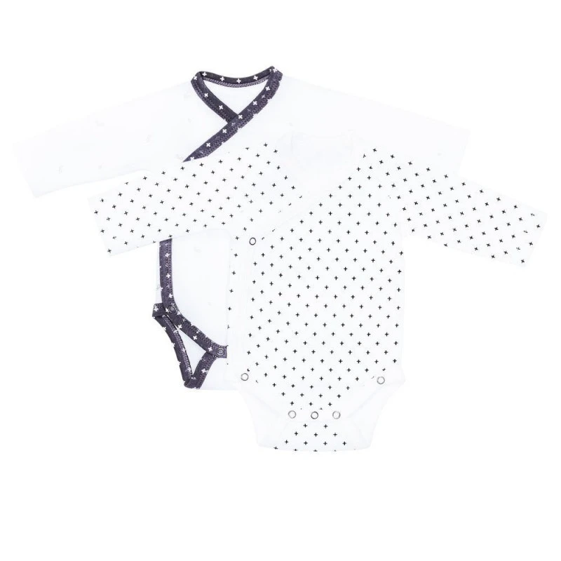 Lot De 2 Bodies Blanc/noir 1mois SAUTHON Chao Chao 2 Lot De 2 Bodies Blanc/noir 1mois SAUTHON Chao Chao – Image 2